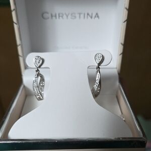 Silver Teardrop Earrings Crystina